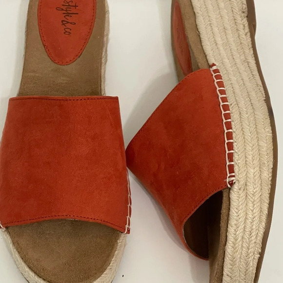 TYLE & CO Slip-On Wedge Orange Sandals size 8.5 - Picture 8 of 11